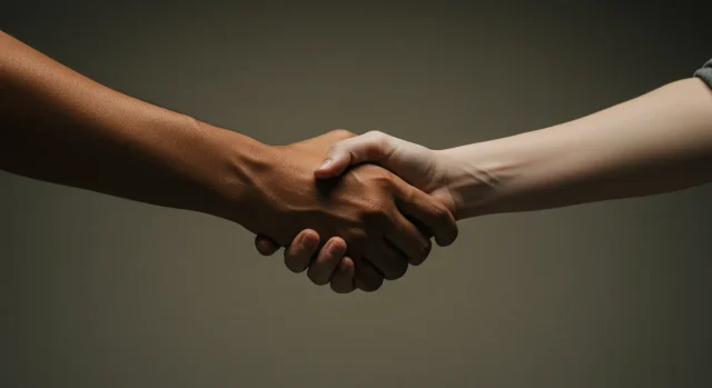 握手をしている様子