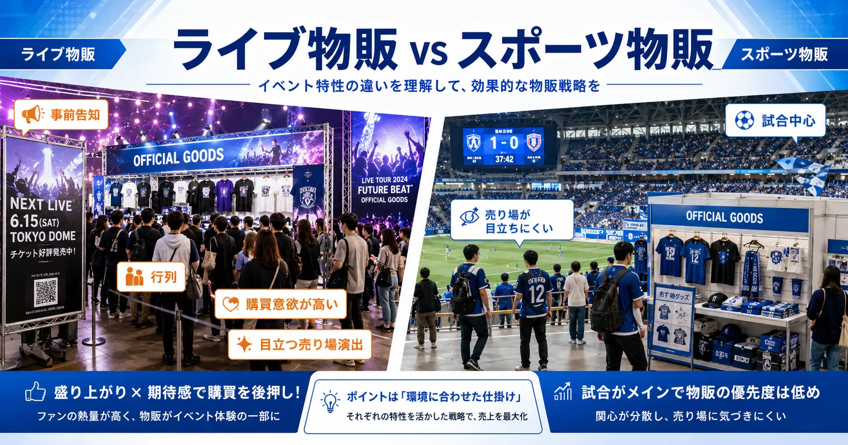 ライブ物販とスポーツ物販の構造的な違い