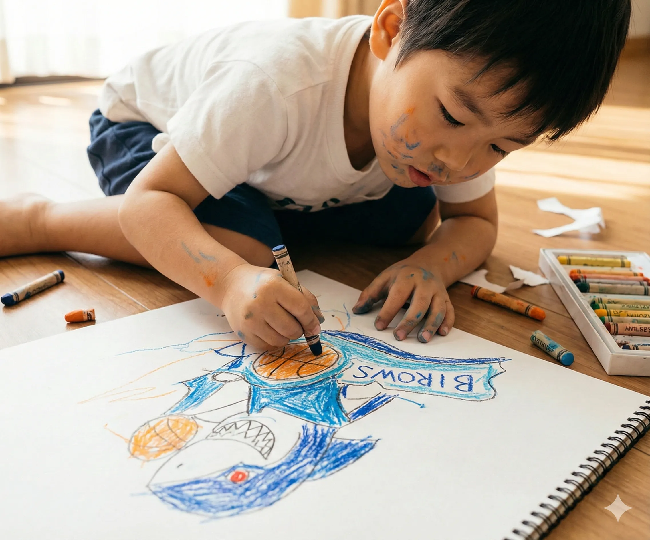 こどもが応募する絵を描いているイメージ画像