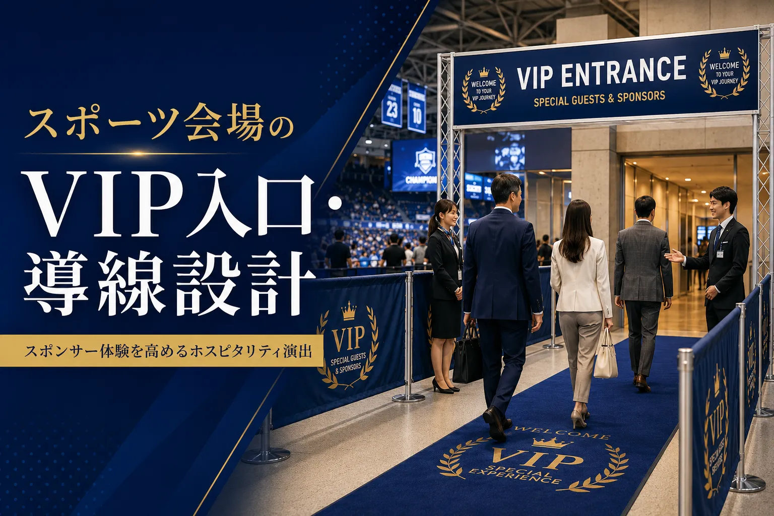 スポーツ会場のVIP入口・導線設計｜スポンサー体験を高めるホスピタリティ演出記事アイキャッチ画像