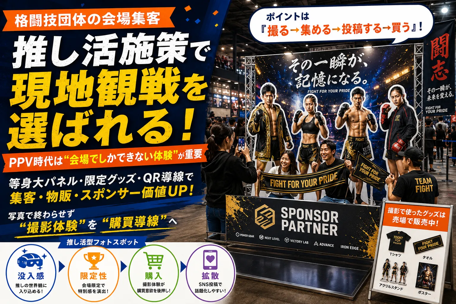 格闘技団体の会場集客を増やす推し活施策｜PPV時代に現地観戦を選ばれる理由記事のアイキャッチ画像